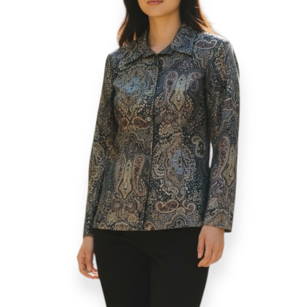 Vintage Women’s Paisley Jacket - Black and Brown